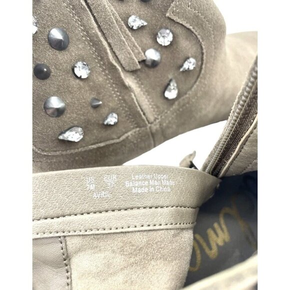 Sam Edelman Avril Bootie Dark Taupe Suede Leather Crystal Studded SZ 7 NEW - Picture 10 of 11